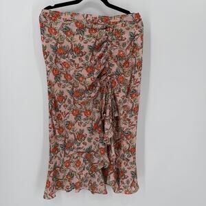 Max Studio Floral Ruched Midi Skirt - Size Large - NWT